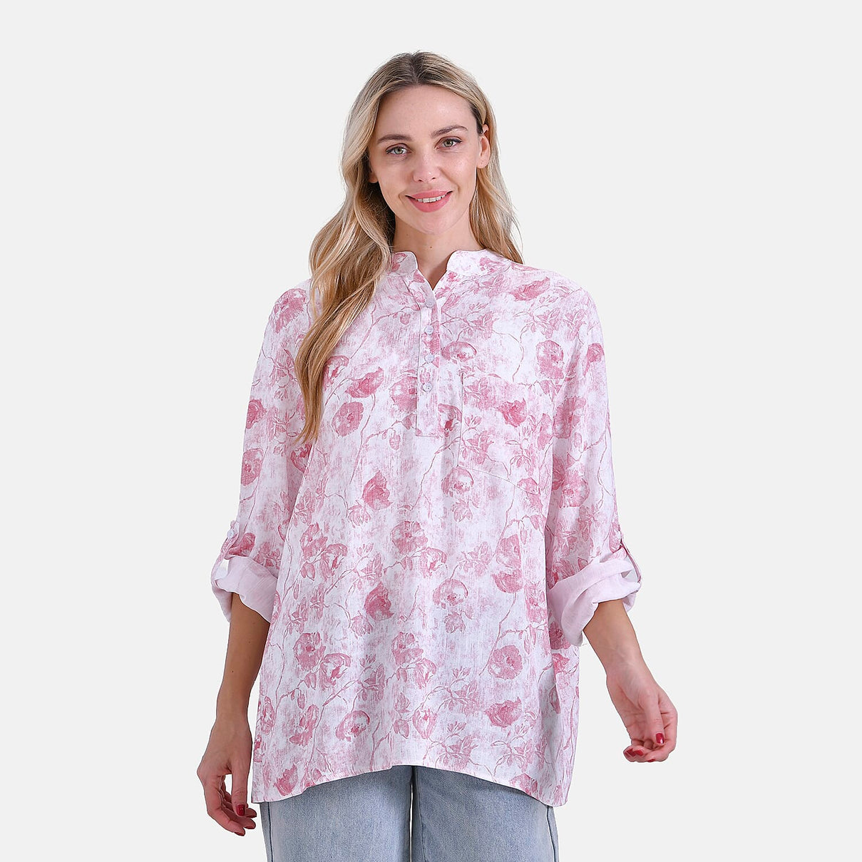 La Marey Rose Print V-Neck Long Sleeve Super Soft Top 8024324 6