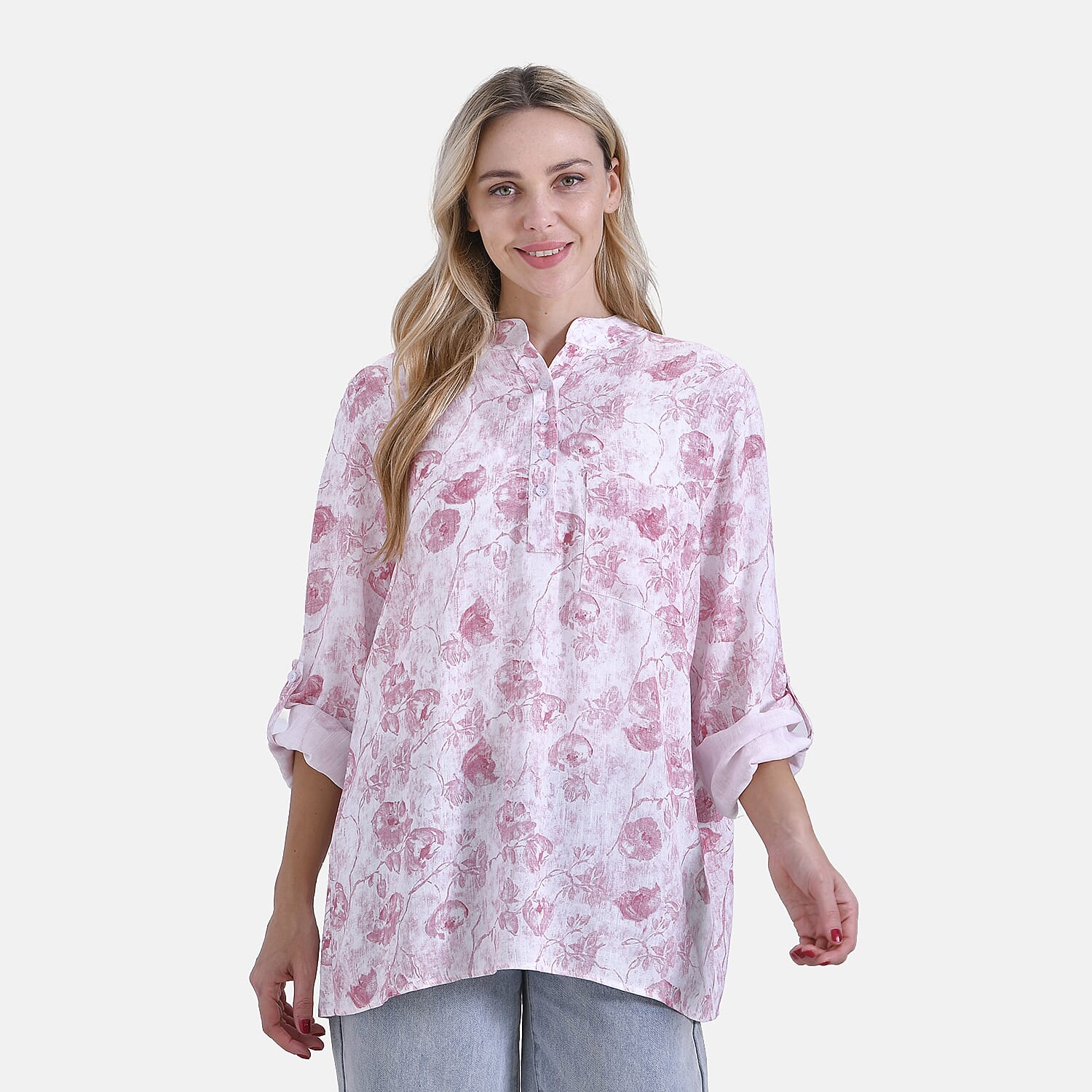 La Marey Rose Print V-Neck Long Sleeve Super Soft Top 8024324 6