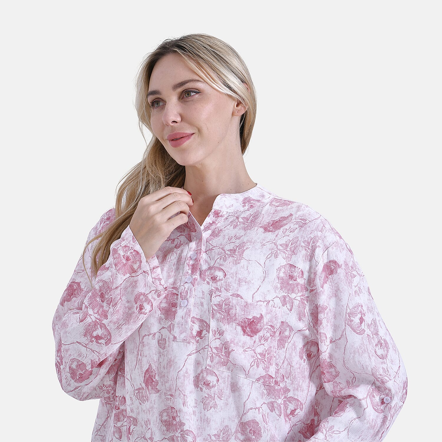 La Marey Rose Print V-Neck Long Sleeve Super Soft Top 8024324 7
