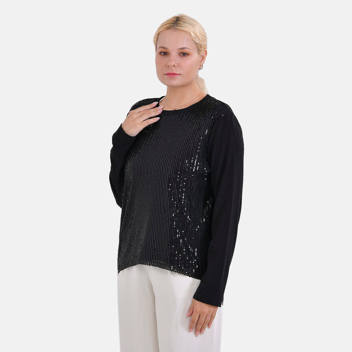La Marey Sequin Top (Size M) - Black 7848897 8