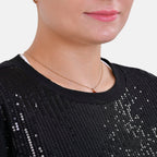 La Marey Sequin Top (Size M) - Black