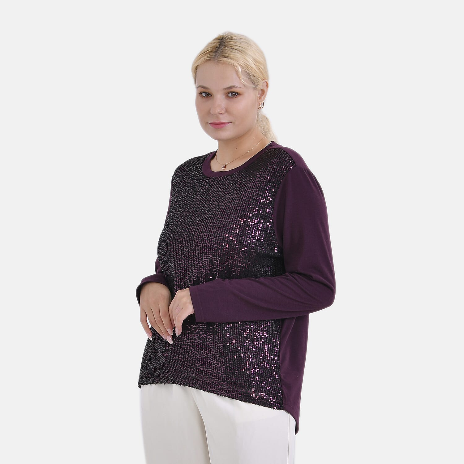 La Marey Sequin Top (Size M) - Purple 7848913 7