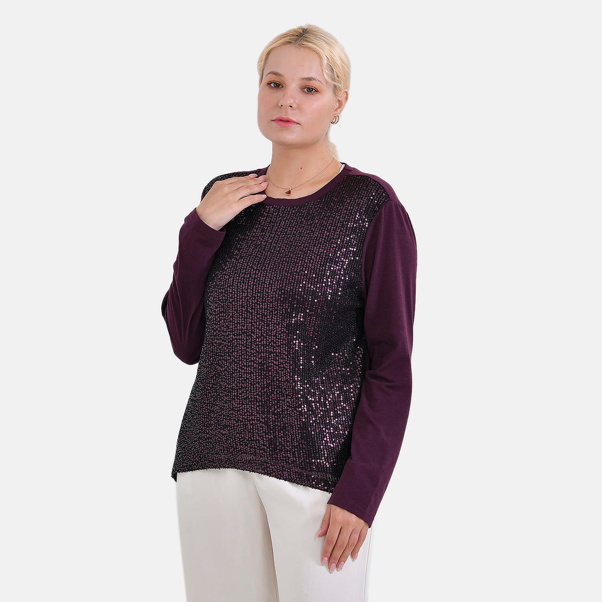 La Marey Sequin Top (Size M) - Purple 7848913 9
