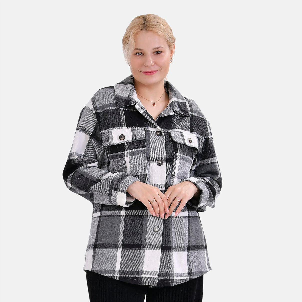 La Marey Check Pattern Long Length Shirt 7809867 0