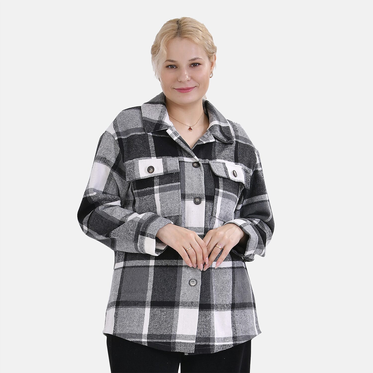 La Marey Check Pattern Long Length Shirt 7809867 0