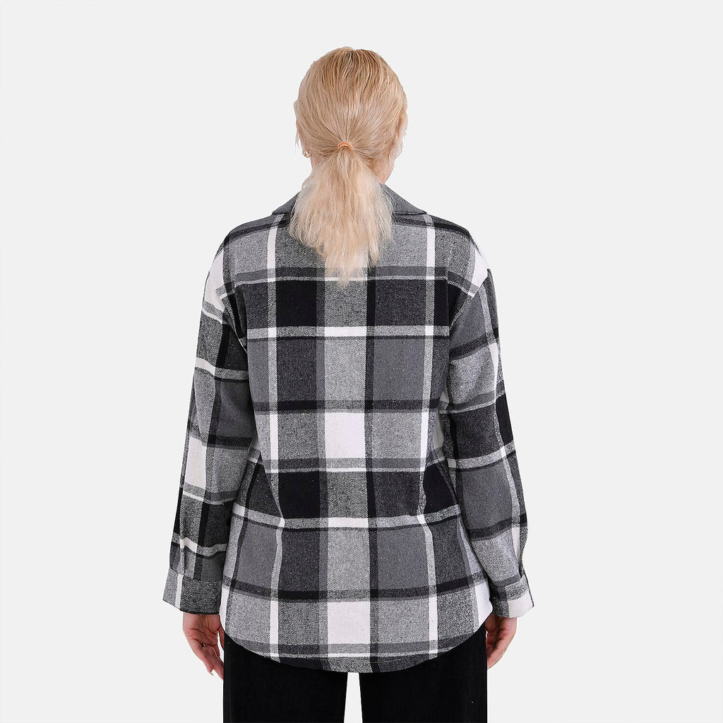 La Marey Check Pattern Long Length Shirt (Size M) - Black