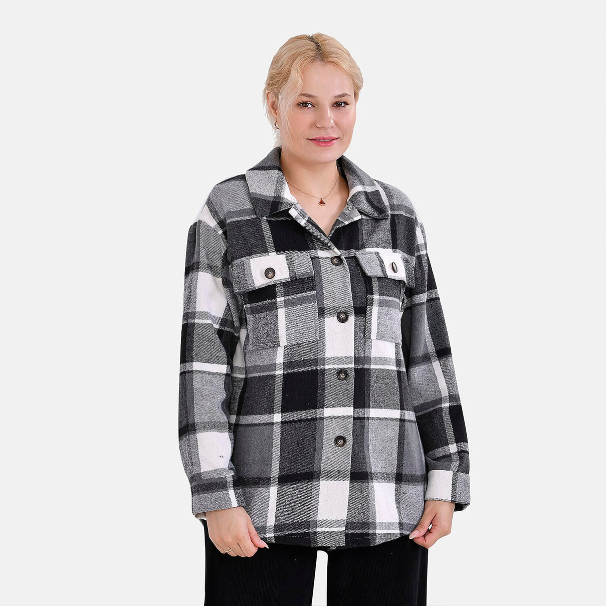 La Marey Check Pattern Long Length Shirt 7809867 4