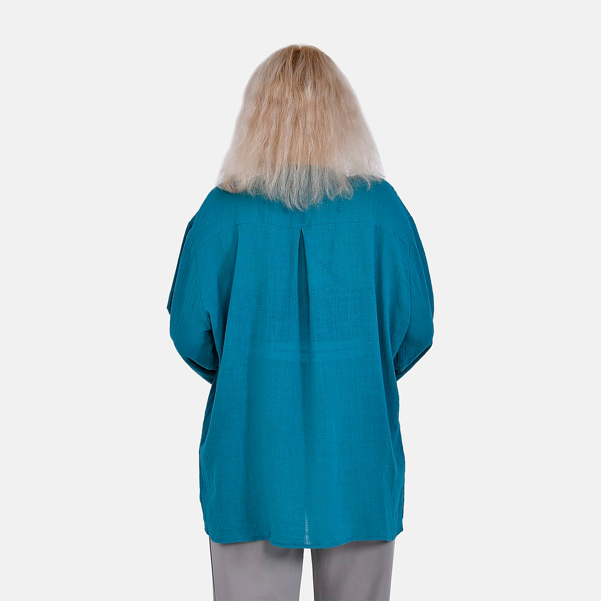 La Marey Cotton Blend 3/4 Sleeve Blouse (Size L) - Blue V32555079 2