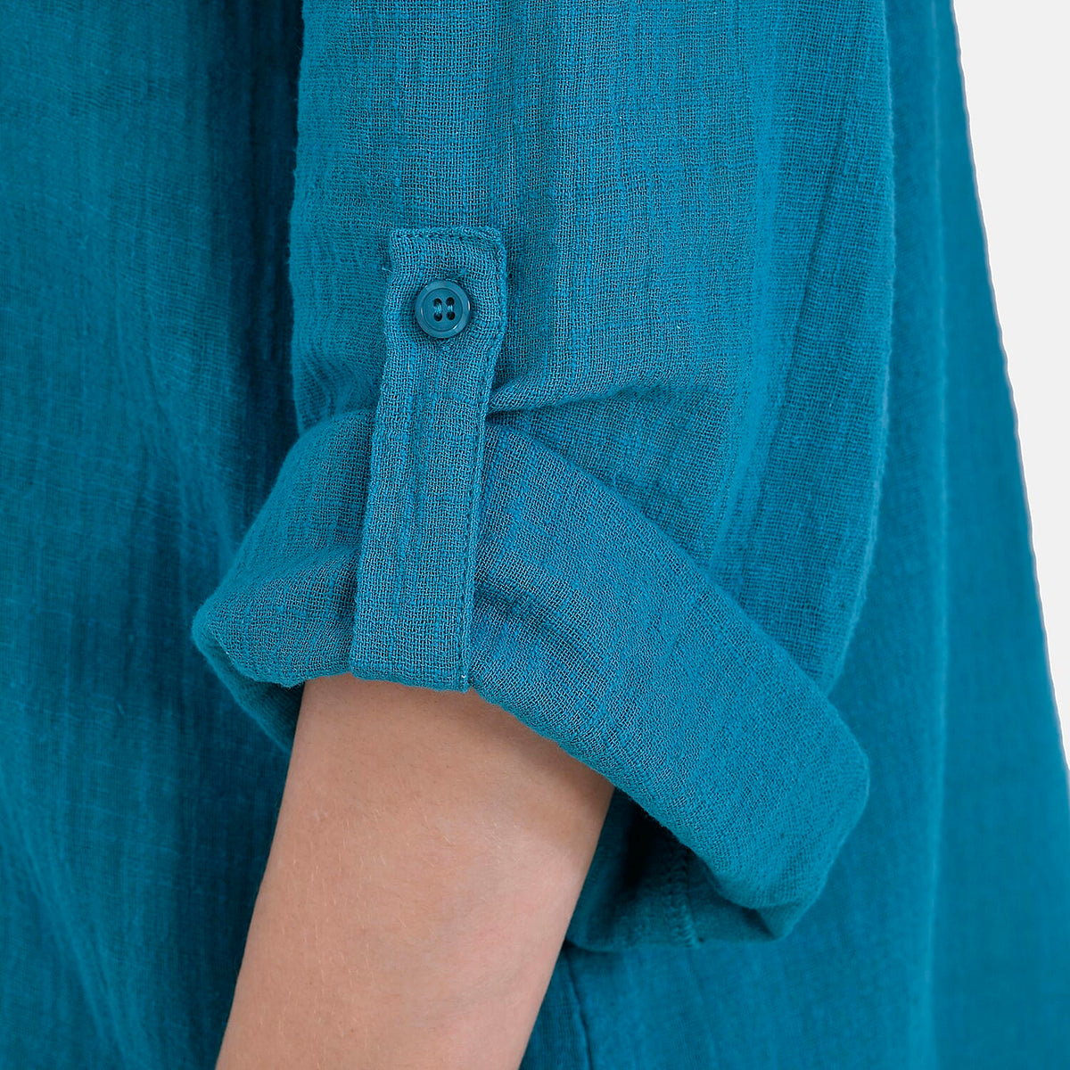 La Marey Cotton Blend 3/4 Sleeve Blouse (Size L) - Blue V32555079 9
