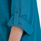 La Marey Cotton Blend 3-4 Sleeve Blouse (Size L) - Blue