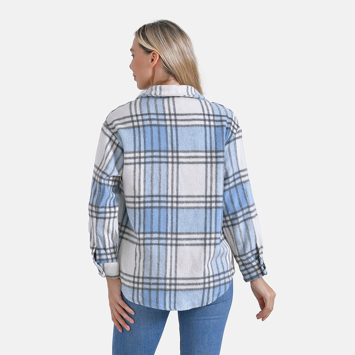 La Marey Brushed Checked Shirt-Coat - (Size 16-18) - Blue 7856579 4