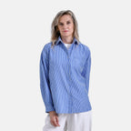 La Marey Striped Pattern Shirt (Size L, 16 to 18) - Blue - White