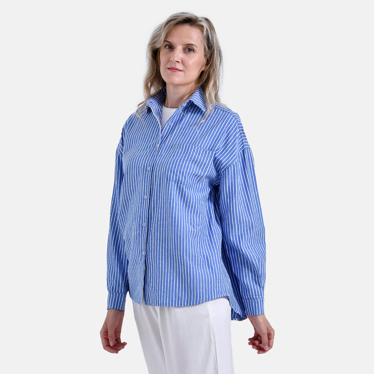 La Marey Striped Shirt (Size 16-18) - Blue with White Stripes V32557542 3