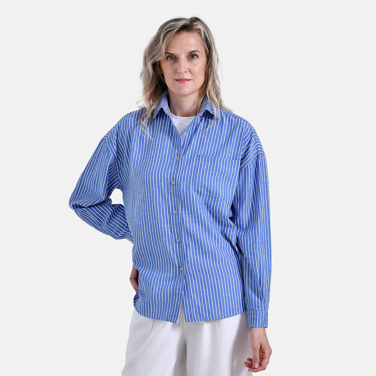 La Marey Striped Shirt (Size 16-18) - Blue with White Stripes V32557542 4
