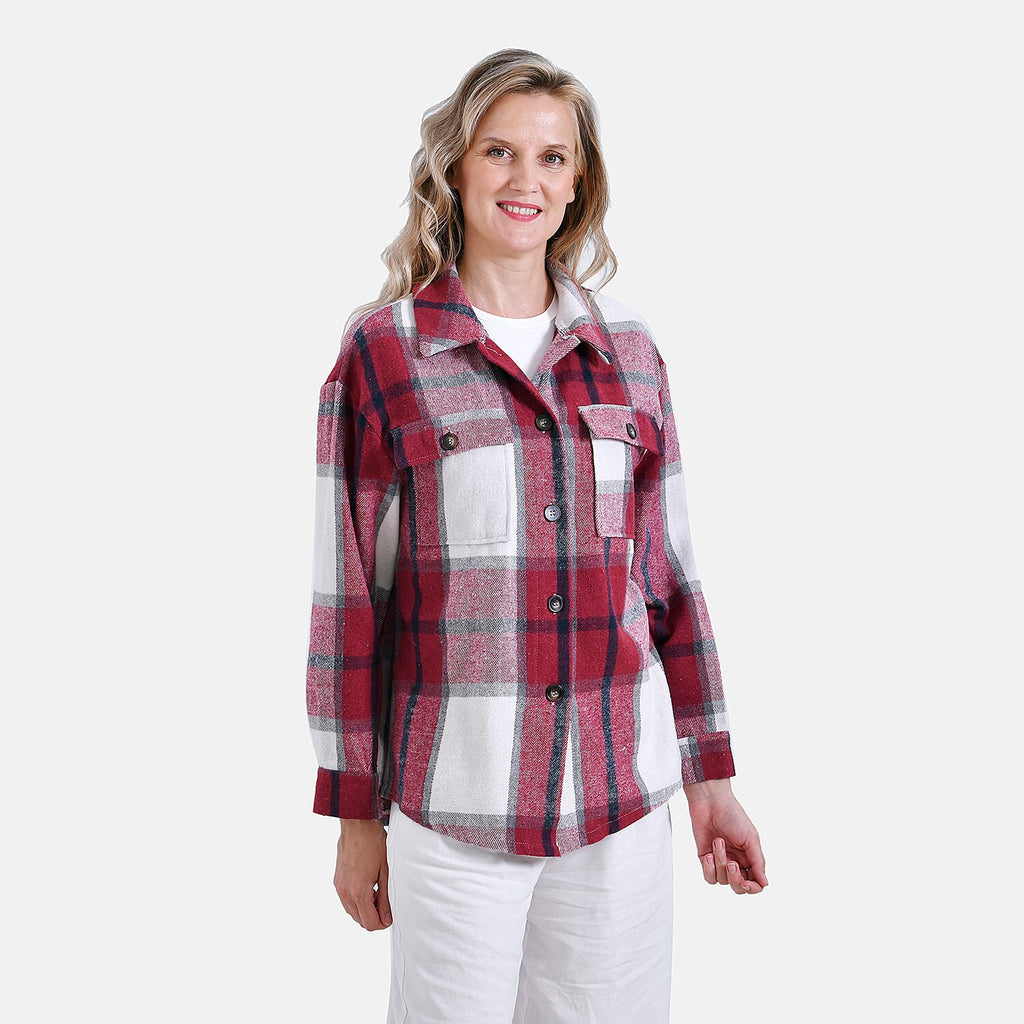 La Marey Brushed Checked Shirt (Size 16 to 18) - Red