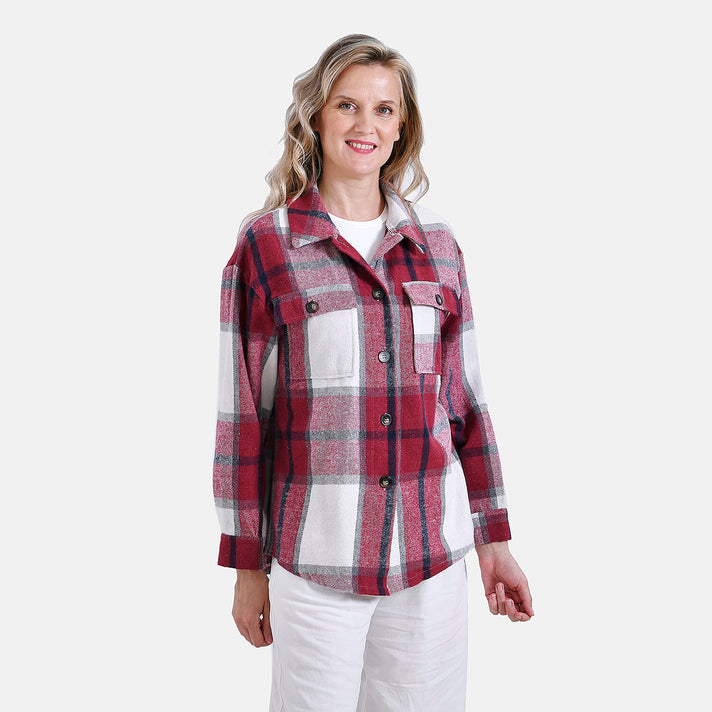 La Marey Brushed Checked Shirt (Size 16 to 18) - Red 7810747 1