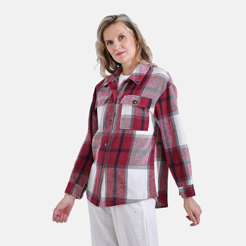 La Marey Brushed Checked Shirt (Size 16 to 18) - Red