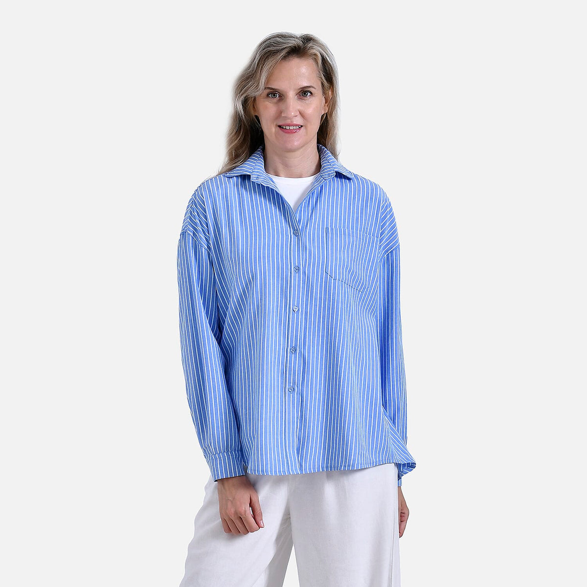 La Marey Striped Shirt (Size M) - Blue &amp; White V32521653 0