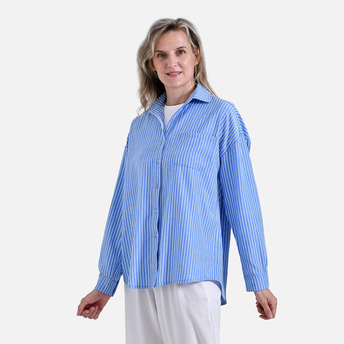 La Marey Striped Shirt (Size M) - Blue &amp; White V32521653 5