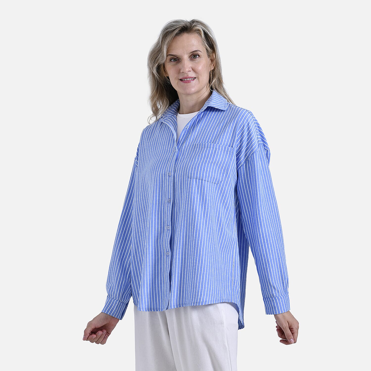 La Marey Striped Shirt (Size M) - Blue &amp; White V32521653 5