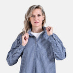 La Marey Striped Pattern Shirt (Size M, 12 to 14) - Grey - White