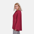 La Marey Cotton Blend 3-4 Sleeve Shirt (Size L) - Red