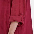La Marey Cotton Blend 3-4 Sleeve Shirt (Size L) - Red