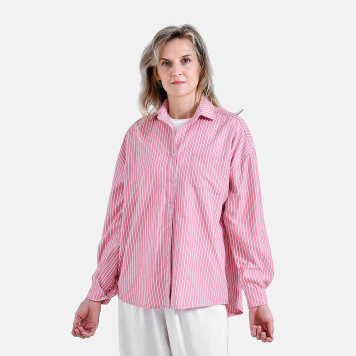 La Marey Striped Pattern Shirt (Size M, 12 to 14) - Pink - White 7857913 1