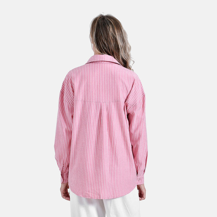 La Marey Striped Pattern Shirt (Size M, 12 to 14) - Pink - White 7857913 2