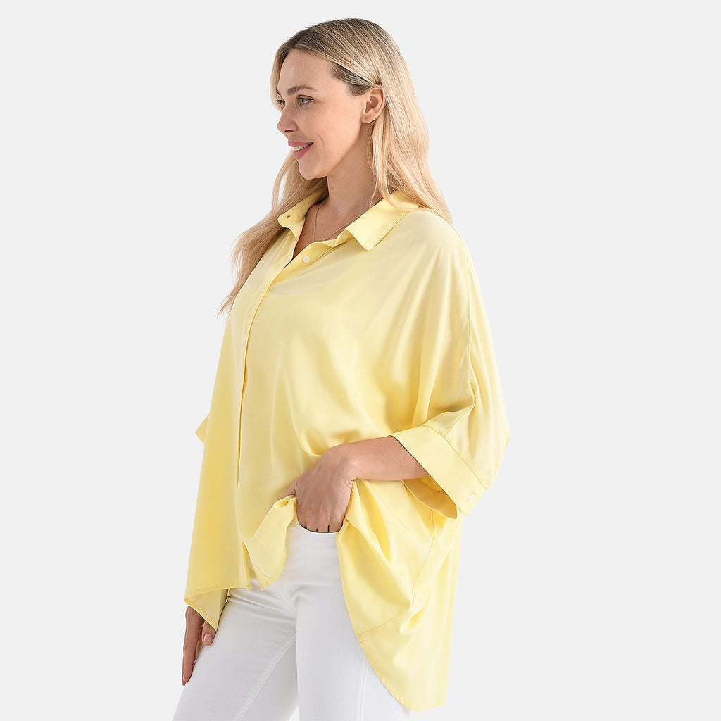 La Marey 100% Viscose Classic Button Down Shirt (Size - 18 to 24) - Yellow