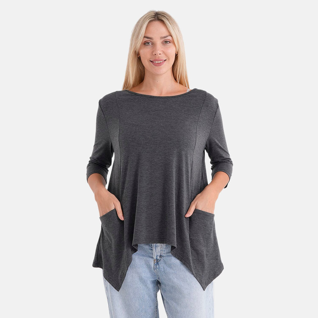 La Marey Soft-Touch Asymmetric Top (Size 16 To 18) - Dark Grey