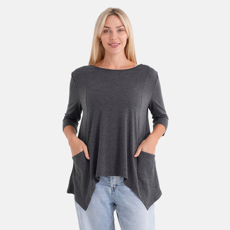 La Marey Soft-Touch Asymmetric Top (Size 16 To 18) - Dark Grey