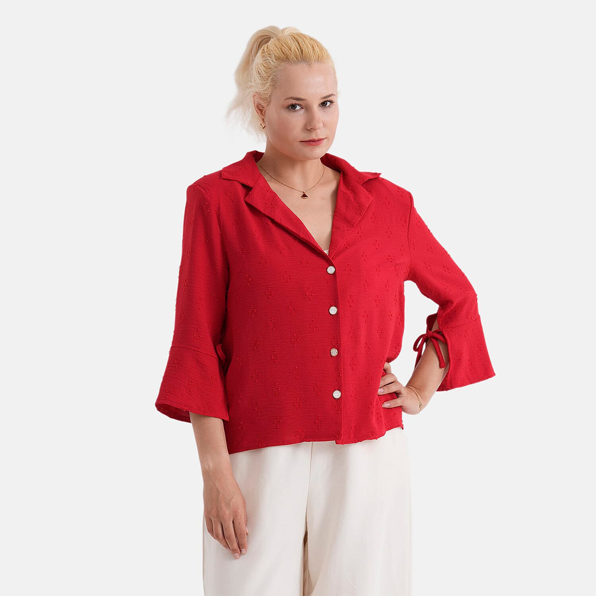 La Marey Embroidered Shirt (Size - 16 to 18) - Red V32626186 4