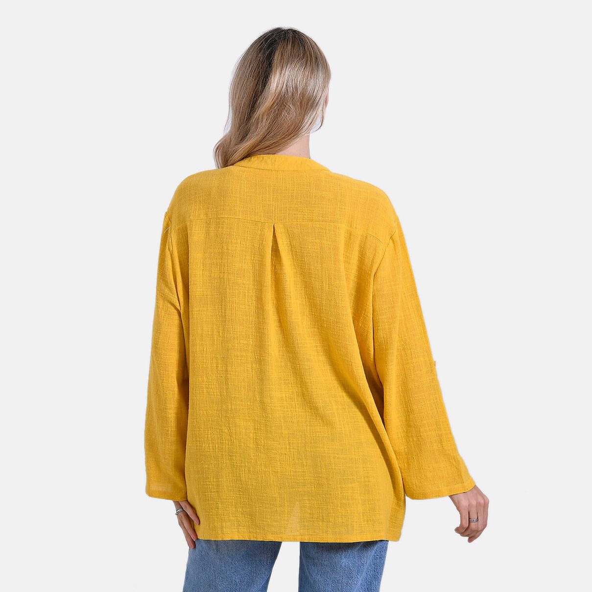 La Marey Cotton Blend 3/4 Sleeve Casual Style Blouse (Size - L, 16-18) - Yellow 7725563 2