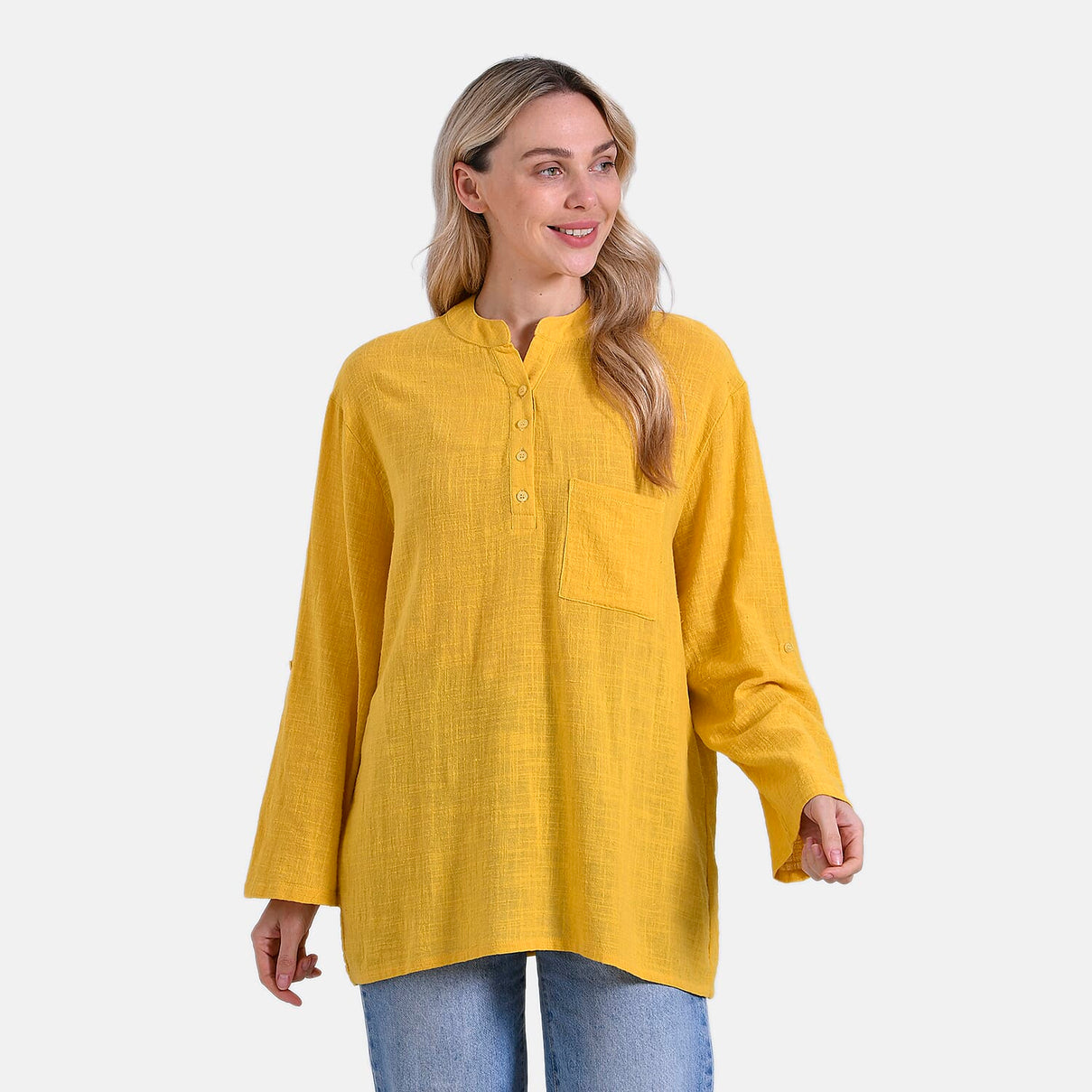 La Marey Cotton Blend 3/4 Sleeve Casual Style Blouse (Size - L, 16-18) - Yellow 7725563 4