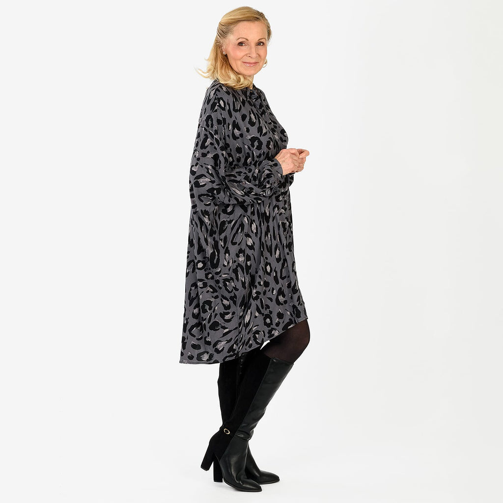 La Marey Relaxed Fit Leopard Print Shirt (Size 8-10) - Grey