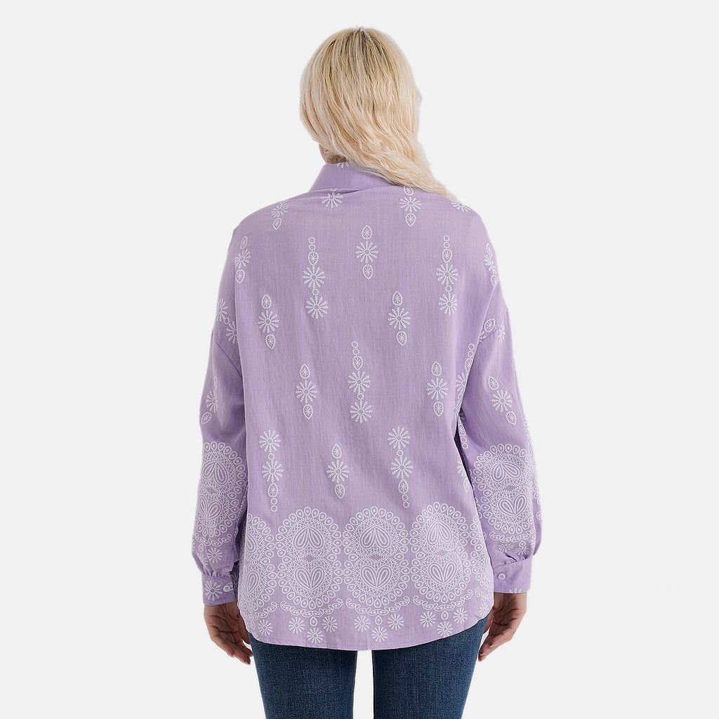 La Marey Floral Relaxed Fit Shirt (Size 16 to 18) - Purple