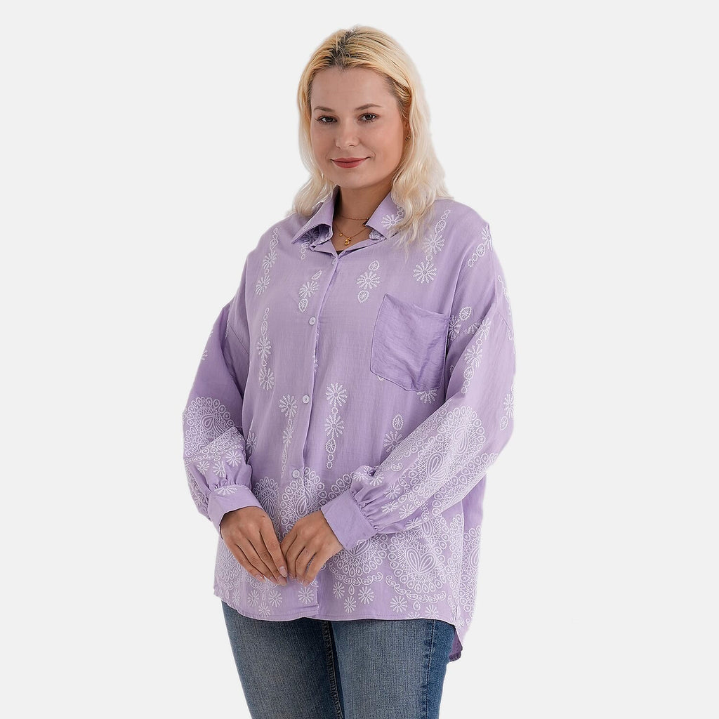 La Marey Floral Relaxed Fit Shirt (Size 16 to 18) - Purple