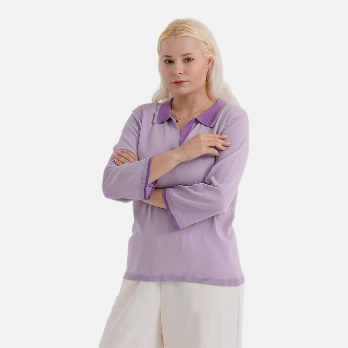 La Marey Light Knitted Polo Shirt (Size L, Fit 16 To 18) - Purple 8430657 1