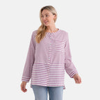 La Marey Cotton Blend Striped Shirt (Size 16 to 18) - Purple & Off-White