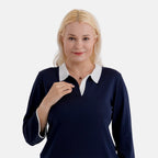 La Marey Light Knitted Polo Shirt (Size M, Fit 12 To 14) - Navy Blue
