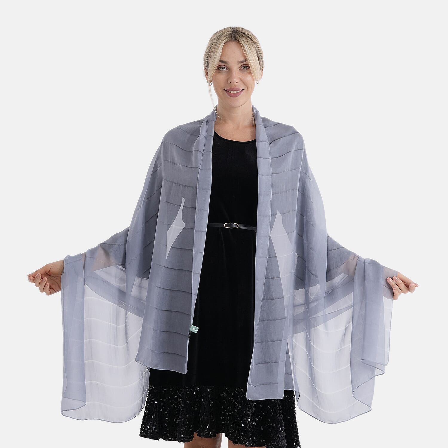 La Marey Mulberry Silk Scarf (177 x 110 cm) - Grey 8319335 0