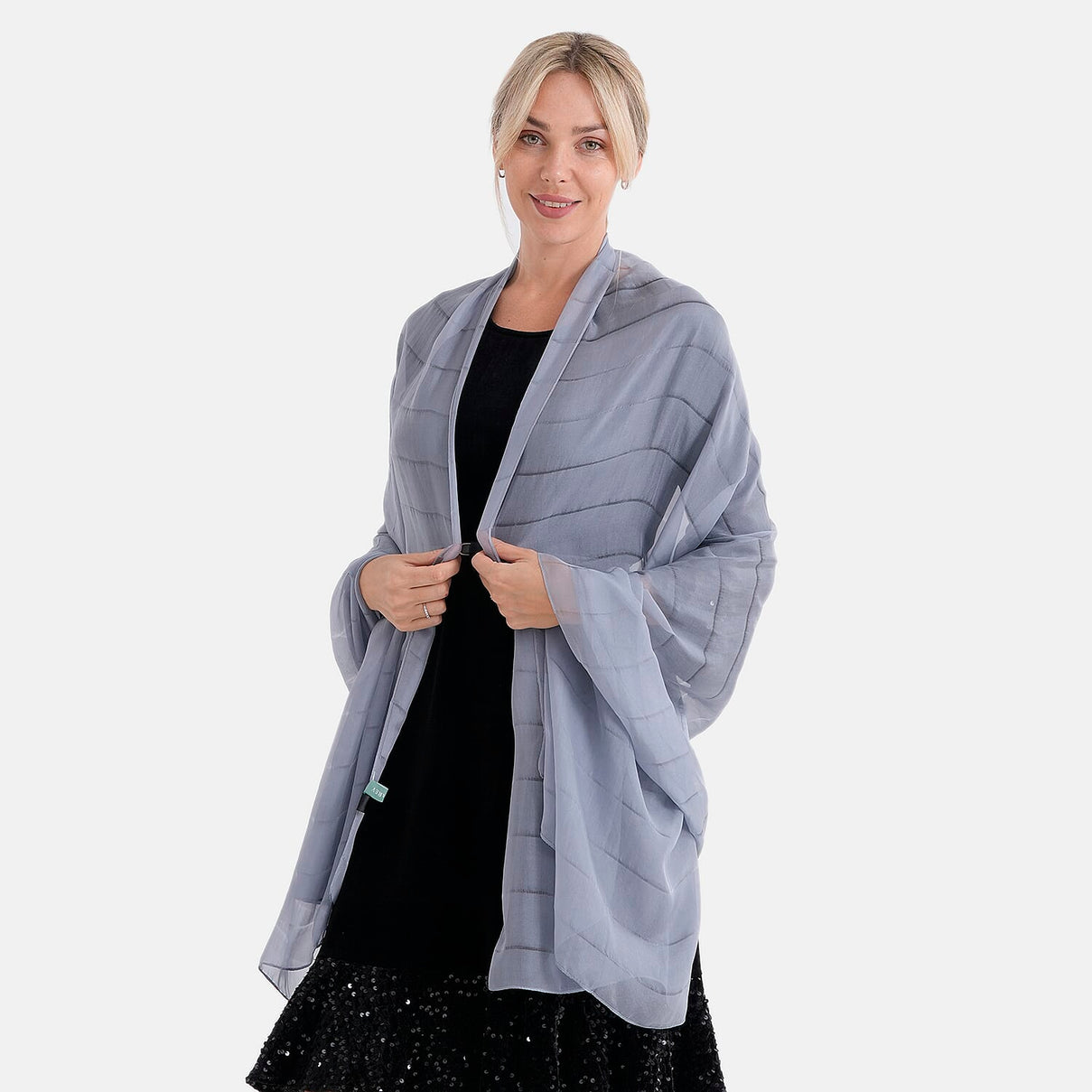 La Marey Mulberry Silk Scarf (177 x 110 cm) - Grey 8319335 2