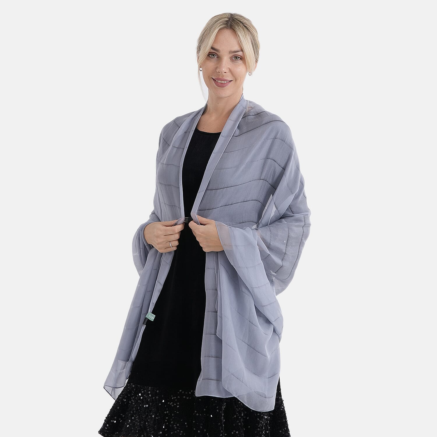 La Marey Mulberry Silk Scarf (177 x 110 cm) - Grey 8319335 2