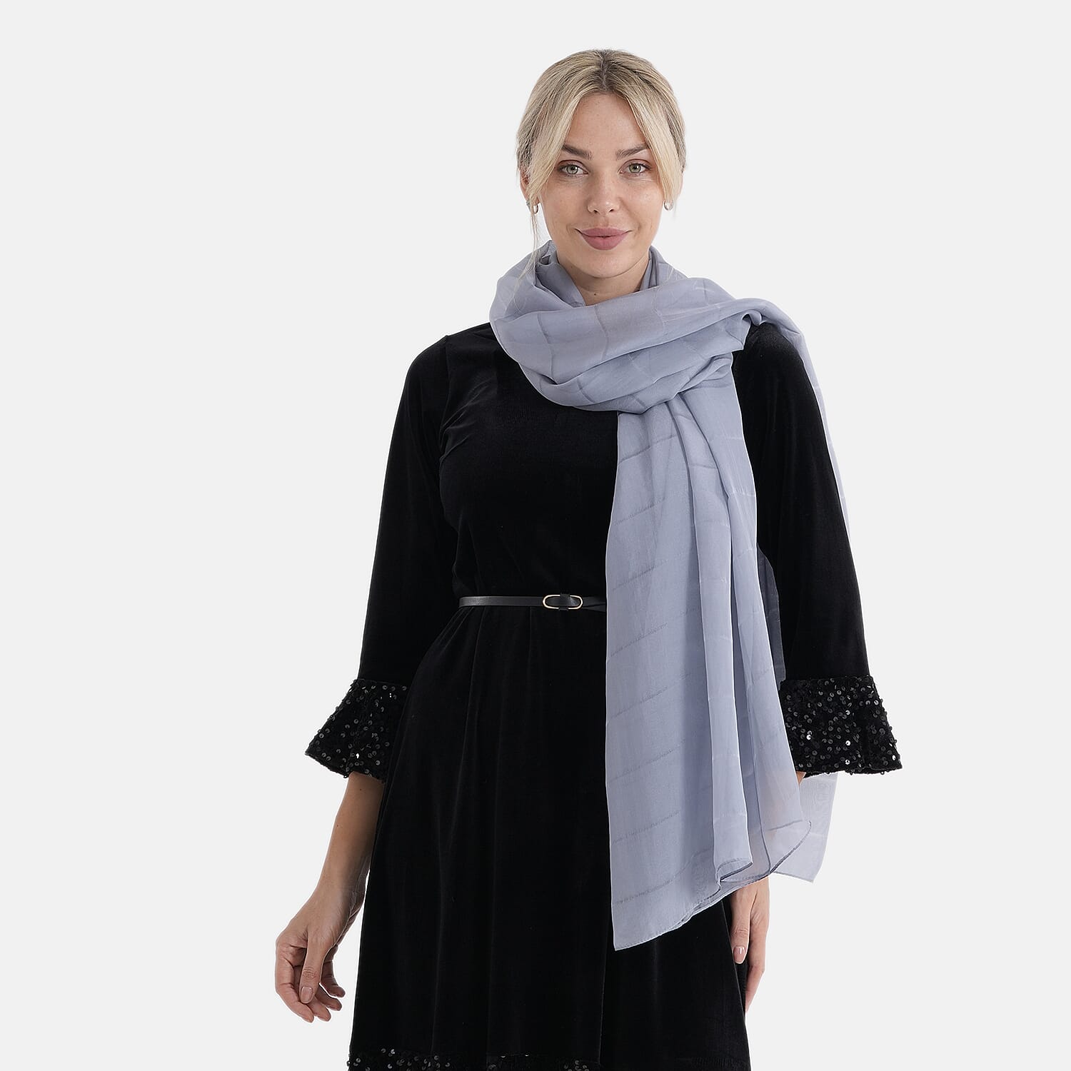 La Marey Mulberry Silk Scarf (177 x 110 cm) - Grey 8319335 3