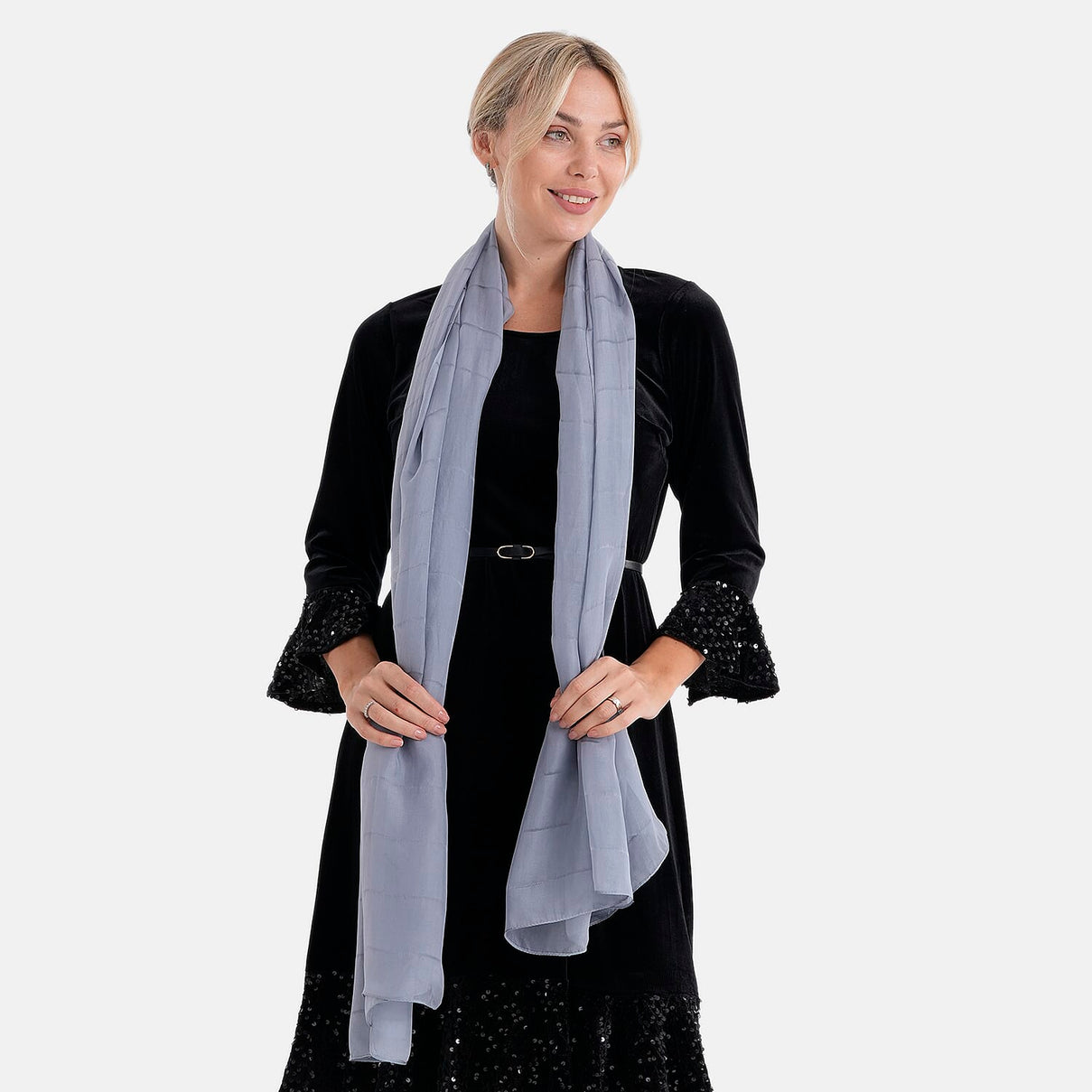La Marey Mulberry Silk Scarf (177 x 110 cm) - Grey 8319335 4