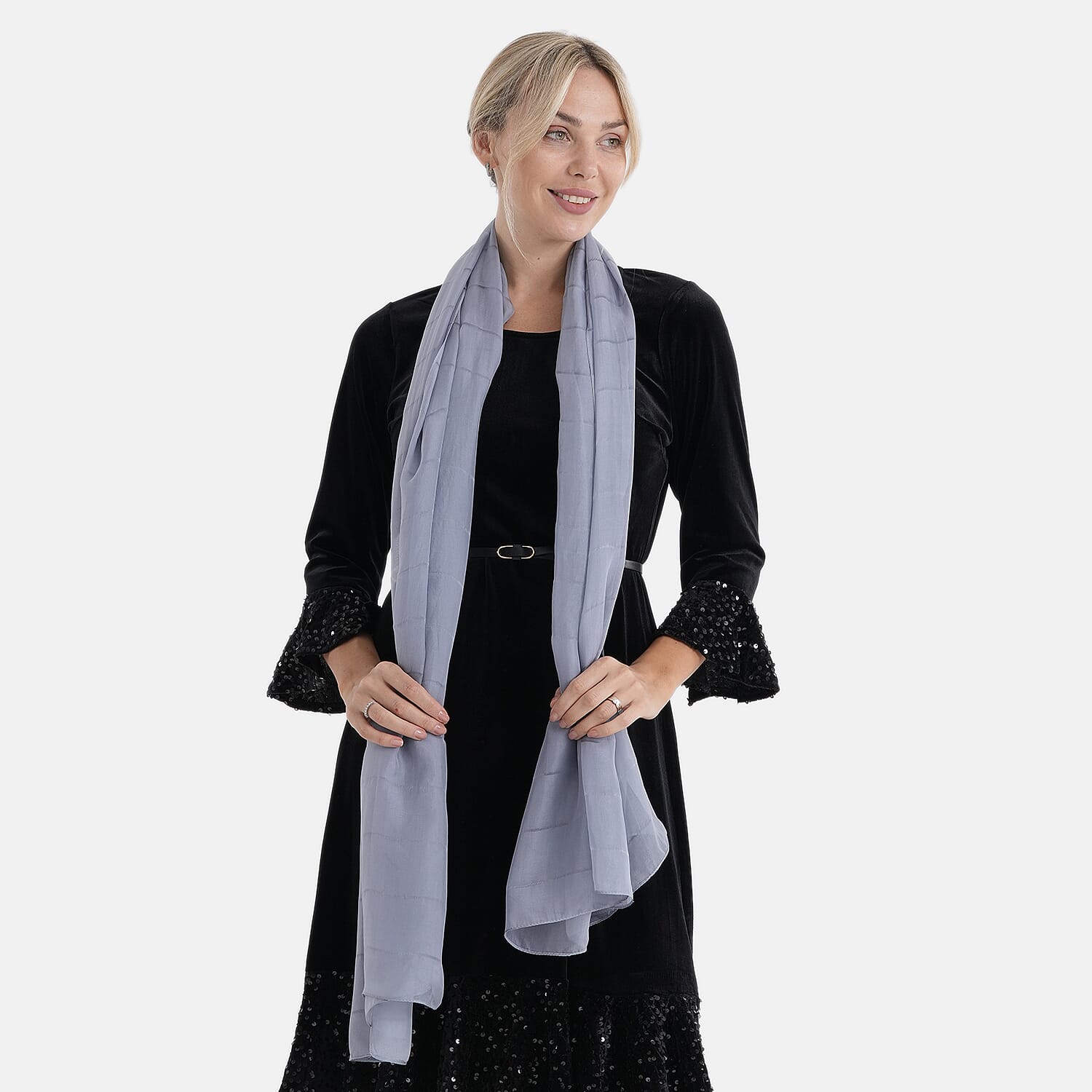 La Marey Mulberry Silk Scarf (177 x 110 cm) - Grey 8319335 4