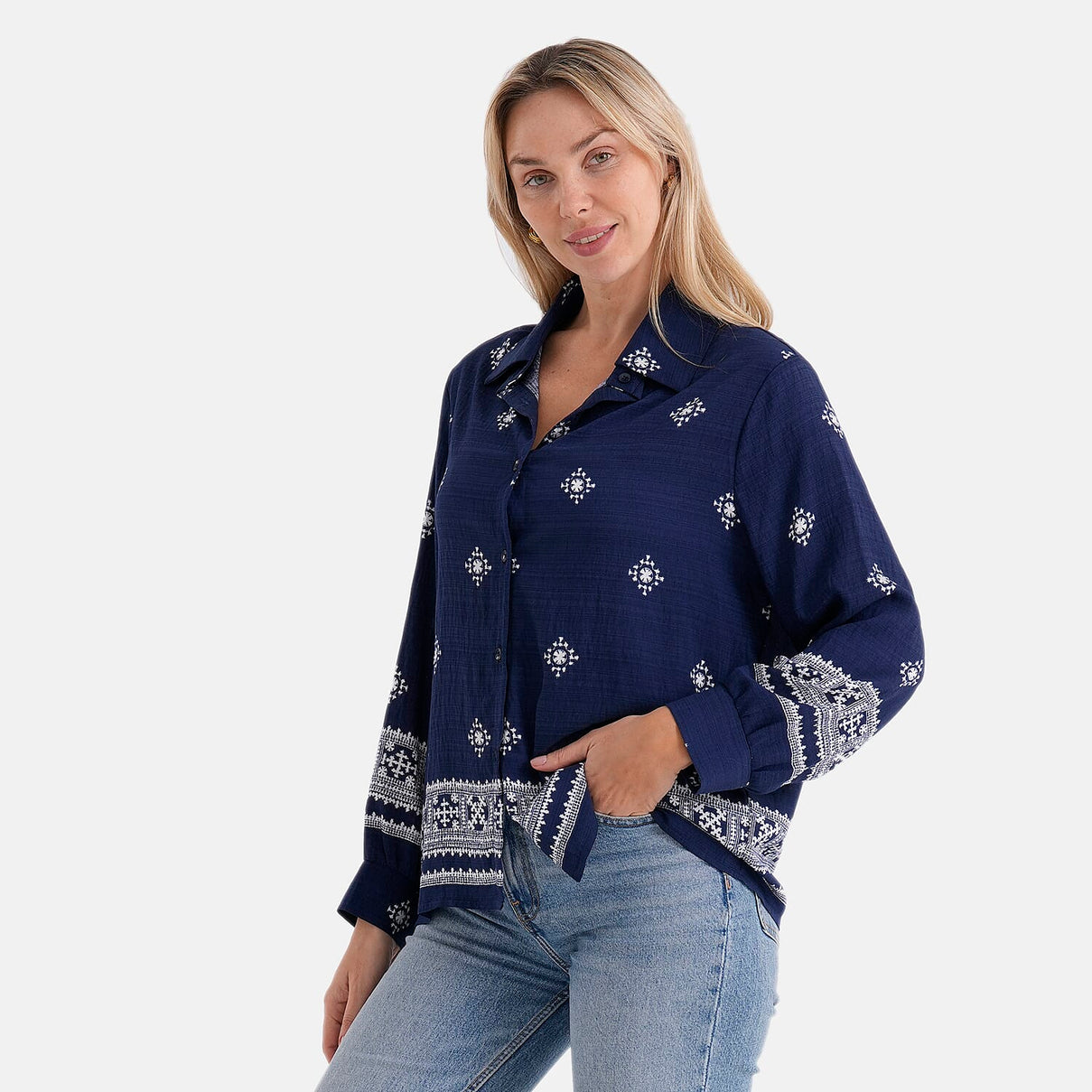 La Marey Placement Print Long-Sleeve Shirt (Size 8 to 14) - Navy Blue V32520927 4