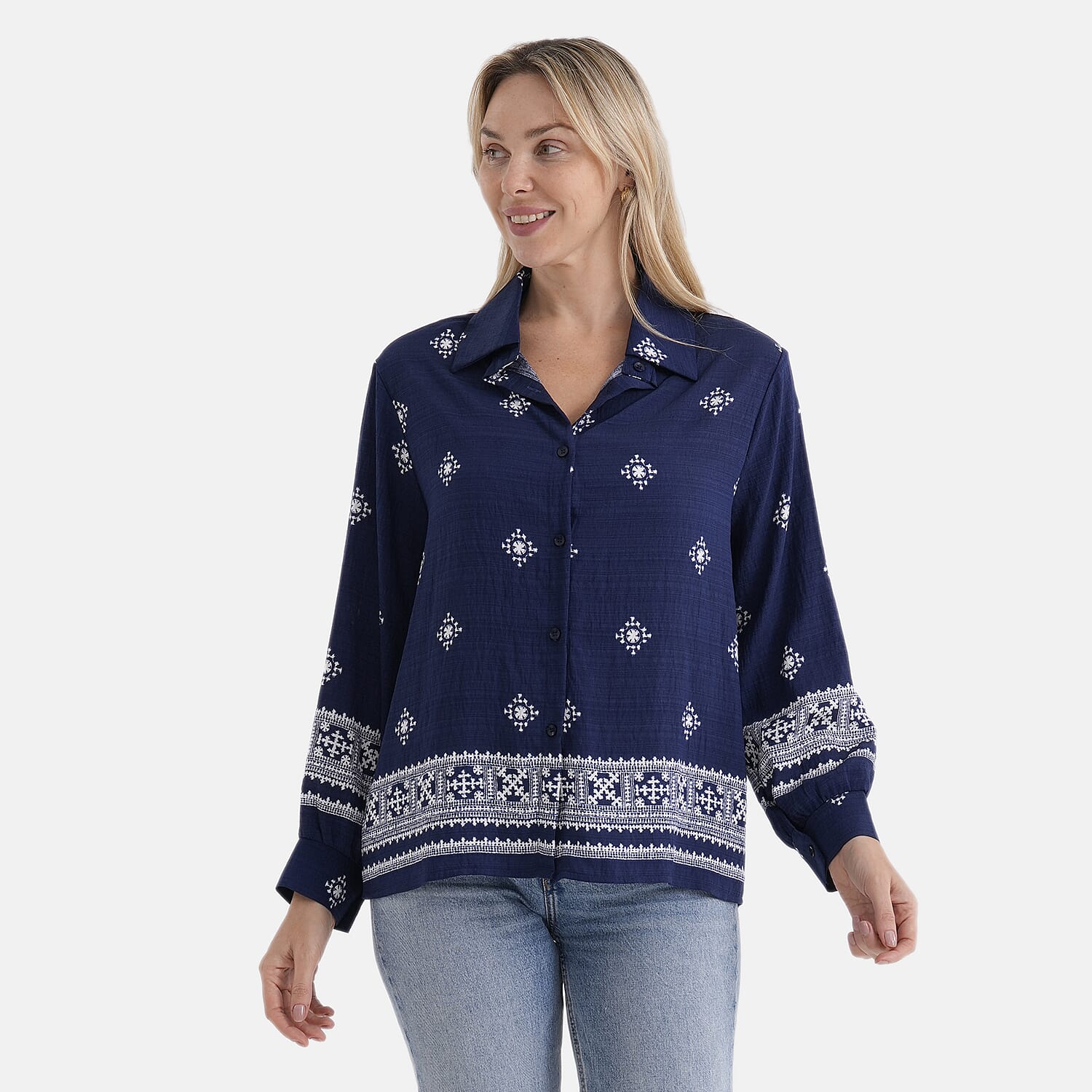 La Marey Placement Print Long-Sleeve Shirt (Size 8 to 14) - Navy Blue V32520927 5