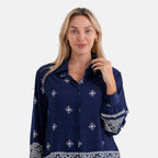 La Marey Placement Print Long-Sleeve Shirt (Size 8 to 14) - Navy Blue